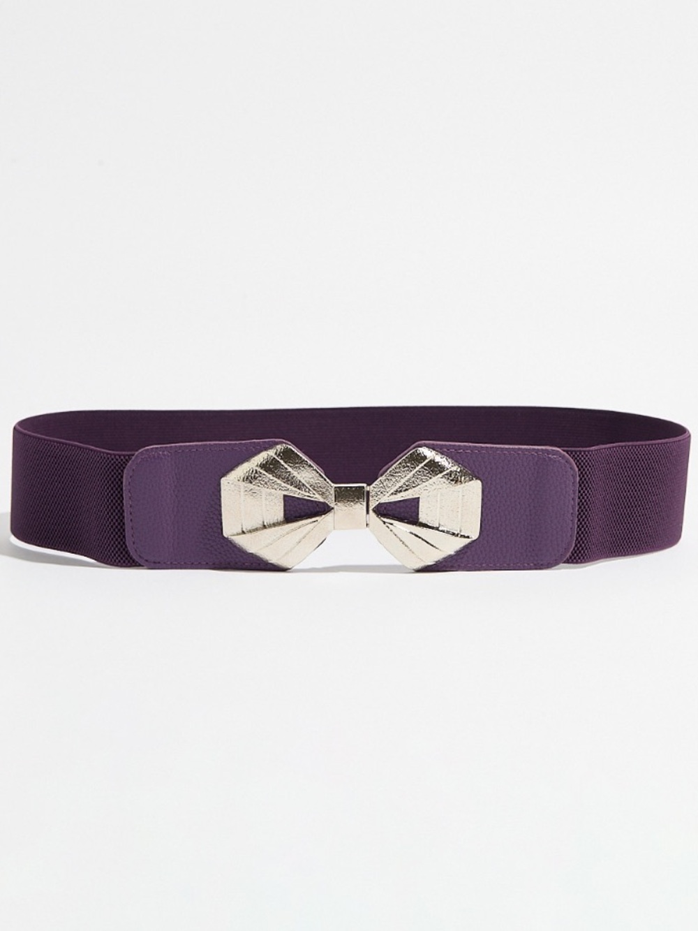 Amethyst Stretch Belt Silver Bow Buckle - 28” x 2.5” / 71 cm 6.5 cm - Small/Med